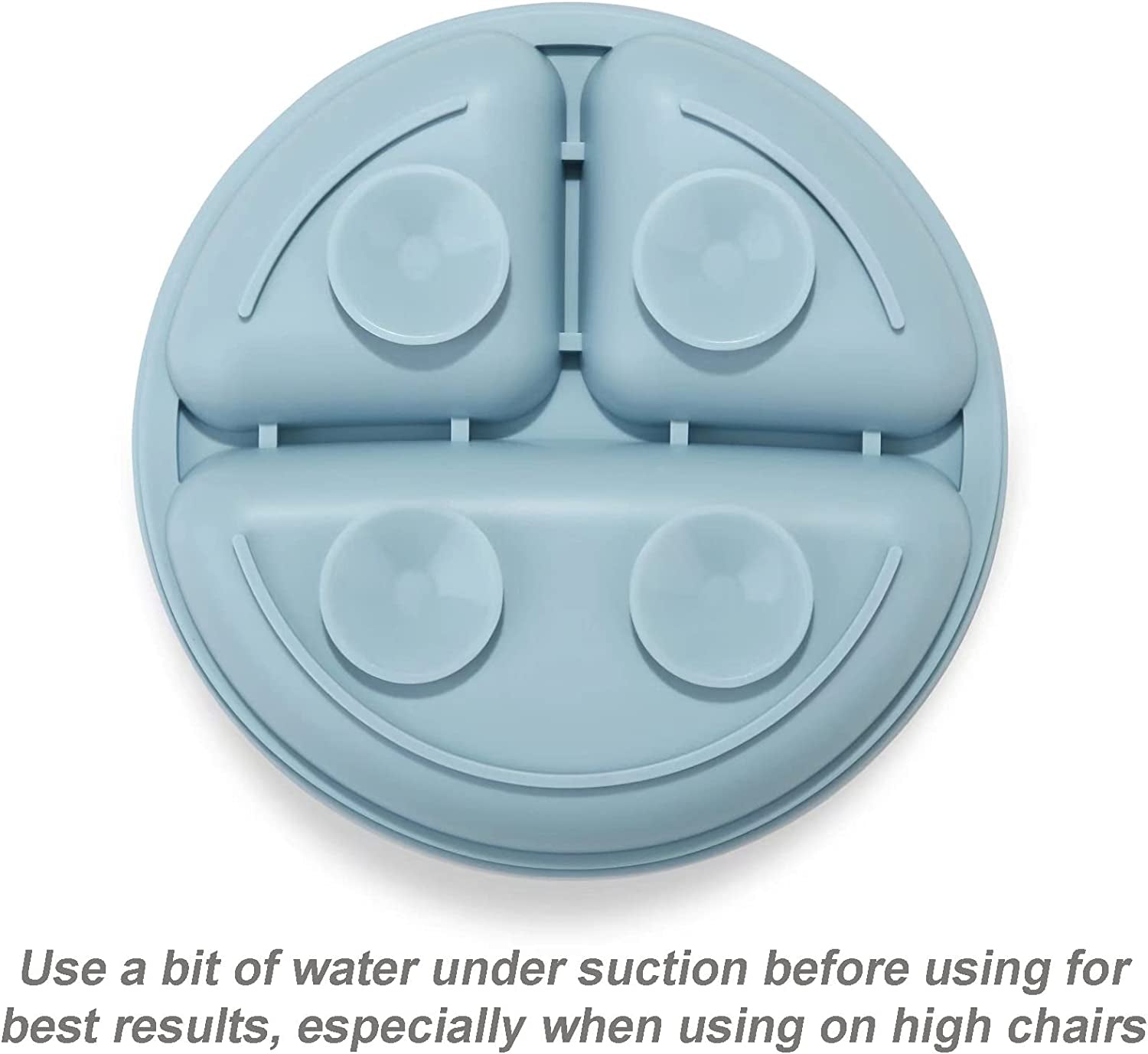 - 3 Pack- Silicone Baby Suction Plates for Toddler Kids Self Feeding, Stay Put Divided Dish Feeding Plates for High Chair Tray, Unbreakable Portable Non Slip (Blue Green Brown)